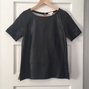 J. Crew black and gray leather tee